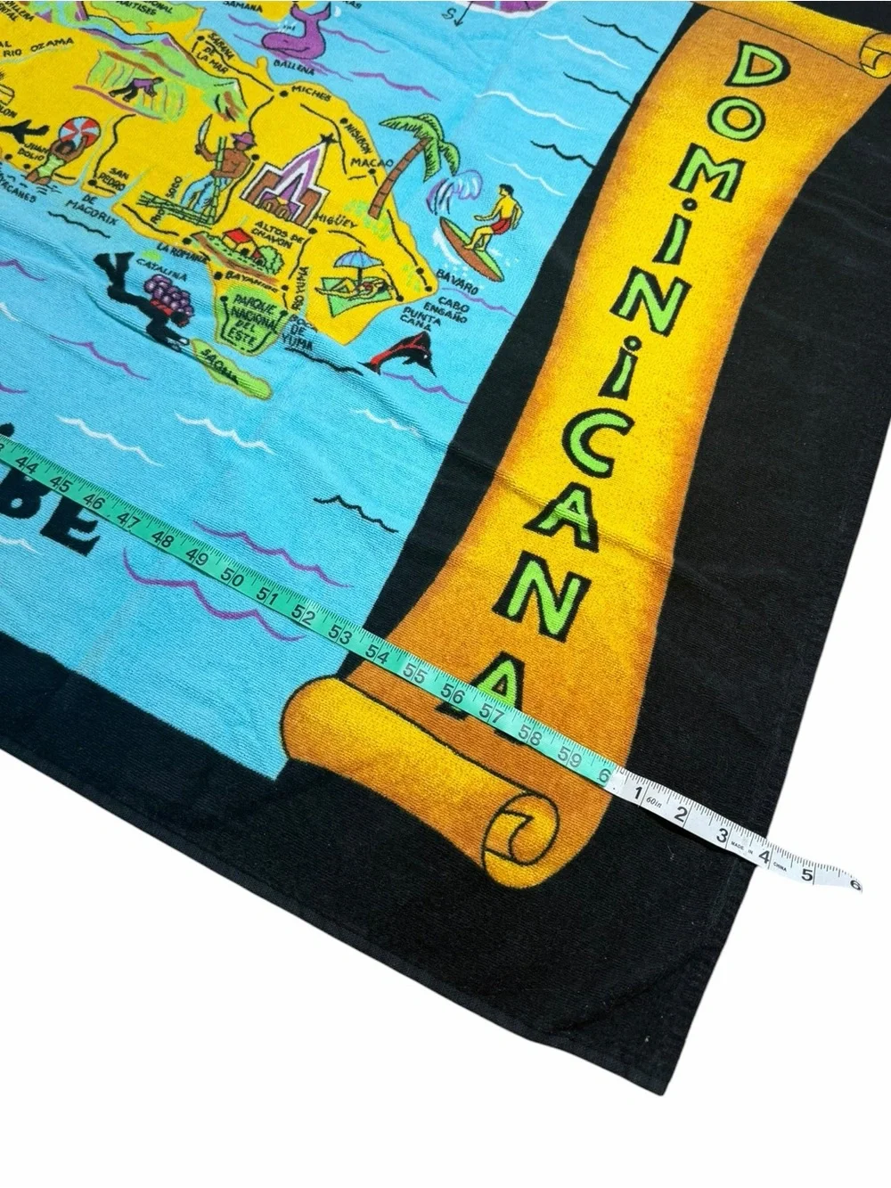 Vintage Hilasal REPUBLICA DOMINICA Map 100% Cotton Beach Towel